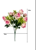 Yapay Çiçek Yaban Gülü Demeti PEMBE AÇIK 10Çiçekli thumbnail 3