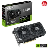 Asus GEFORCE DUAL RTX 4060 TI 8GB 128bit GDDR6 2595MHz OC HDMI 3xDP (DUAL-RTX4060TI-O8G) DLSS3 EKRAN KARTI thumbnail 1