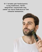 Uzun Pil Ömürlü LED Göstergeli Erkek Bakım Seti 5-in-1 Saç Sakal Tıraş Makinesi thumbnail 2