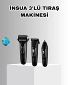 İnsua Erkek Bakım Seti – 3 Başlıklı Şarjlı Tıraş Makinesi, 60 Dakika Kablosuz Kullanım thumbnail 1