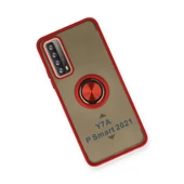 Huawei P Smart 2021 Kılıf Montreal Yüzüklü Silikon Kapak - Kırmızı thumbnail 3