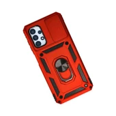 Samsung Galaxy A13 4g Kılıf Pars Lens Yüzüklü Silikon - Kırmızı thumbnail 3