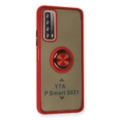 Huawei P Smart 2021 Kılıf Montreal Yüzüklü Silikon Kapak - Kırmızı thumbnail 2