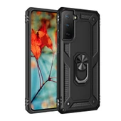 Samsung Galaxy S21 Kılıf Sofya Yüzüklü Silikon Kapak - Siyah thumbnail 1