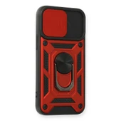 İphone 12 Kılıf Pars Lens Yüzüklü Silikon - Kırmızı thumbnail 2