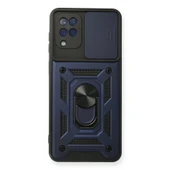 Samsung Galaxy A12 Kılıf Pars Lens Yüzüklü Silikon - Lacivert thumbnail 1