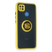 Xiaomi Redmi 9c Kılıf Montreal Yüzüklü Silikon Kapak - Sarı thumbnail 2