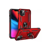 İphone 14 Plus Kılıf Sofya Yüzüklü Silikon Kapak - Kırmızı thumbnail 2