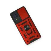 Samsung Galaxy A12 Kılıf Pars Lens Yüzüklü Silikon - Kırmızı thumbnail 3