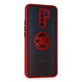 Xiaomi Redmi 9 Kılıf Montreal Yüzüklü Silikon Kapak - Kırmızı thumbnail 2