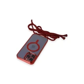 İphone 13 Pro Max Kılıf Divo Lazer Askılı Magsafe Kapak - Kırmızı thumbnail 5