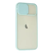 İphone 12 Kılıf Palm Buzlu Kamera Sürgülü Silikon - Turkuaz thumbnail 2