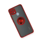 Oppo A15 Kılıf Montreal Yüzüklü Silikon Kapak - Kırmızı thumbnail 3