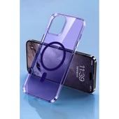 İphone 14 Pro Kılıf Tron Şeffaf Magsafe Kapak - Derin Mor thumbnail 3