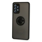 Samsung Galaxy A72 Kılıf Montreal Yüzüklü Silikon Kapak - Siyah thumbnail 2