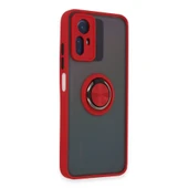 Xiaomi Redmi Note 12s Kılıf Montreal Yüzüklü Silikon Kapak - Kırmızı thumbnail 2