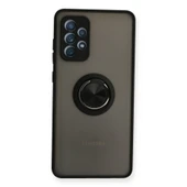 Samsung Galaxy A72 Kılıf Montreal Yüzüklü Silikon Kapak - Siyah thumbnail 1