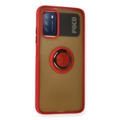 Xiaomi Redmi 9t Kılıf Montreal Yüzüklü Silikon Kapak - Kırmızı thumbnail 2