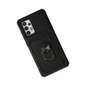 Samsung Galaxy A72 Kılıf Pars Lens Yüzüklü Silikon - Siyah thumbnail 3