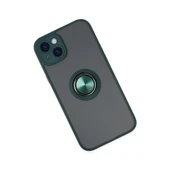 İphone 14 Kılıf Montreal Yüzüklü Silikon Kapak - Yeşil thumbnail 3