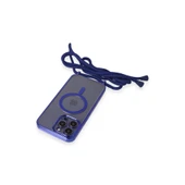 İphone 12 Pro Kılıf Divo Lazer Askılı Magsafe Kapak - Mavi thumbnail 5