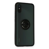 Xiaomi Redmi 9a Kılıf Montreal Yüzüklü Silikon Kapak - Siyah thumbnail 2