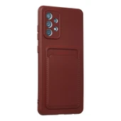 Samsung Galaxy A72 Kılıf Kelvin Kartvizitli Silikon - Bordo thumbnail 2