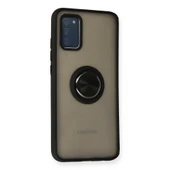 Samsung Galaxy A02s Kılıf Montreal Yüzüklü Silikon Kapak - Siyah thumbnail 2