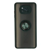 Xiaomi Pocophone X3 Kılıf Montreal Yüzüklü Silikon Kapak - Yeşil thumbnail 1