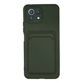 Xiaomi Mi 11 Kılıf Kelvin Kartvizitli Silikon - Koyu Yeşil thumbnail 1