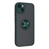 İphone 14 Kılıf Montreal Yüzüklü Silikon Kapak - Yeşil thumbnail 2