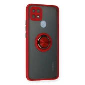 Oppo A15 Kılıf Montreal Yüzüklü Silikon Kapak - Kırmızı thumbnail 2