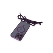 İphone 13 Pro Kılıf Divo Lazer Askılı Magsafe Kapak - Derin Mor thumbnail 5