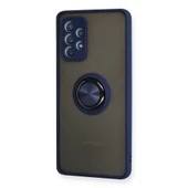 Samsung Galaxy A72 Kılıf Montreal Yüzüklü Silikon Kapak - Lacivert thumbnail 2