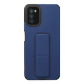 Samsung Galaxy A03s Kılıf Mega Standlı Silikon - Mavi thumbnail 1