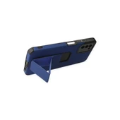 Samsung Galaxy A03s Kılıf Mega Standlı Silikon - Mavi thumbnail 4