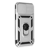 İphone 12 Pro Max Kılıf Pars Lens Yüzüklü Silikon - Gümüş thumbnail 2