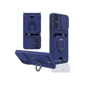 Xiaomi Poco M5 Kılıf Zuma Kartvizitli Yüzüklü Silikon - Lacivert thumbnail 1