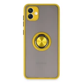 Samsung Galaxy A04 Kılıf Montreal Yüzüklü Silikon Kapak - Sarı thumbnail 1