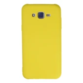 Samsung Galaxy J7 Kılıf Nano İçi Kadife Silikon - Sarı thumbnail 1