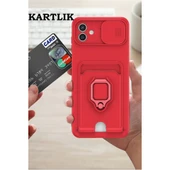 Samsung Galaxy A05 Kılıf Zuma Kartvizitli Yüzüklü Silikon - Pembe thumbnail 4