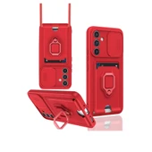 Samsung Galaxy A05s Kılıf Zuma Kartvizitli Yüzüklü Silikon - Kırmızı thumbnail 1