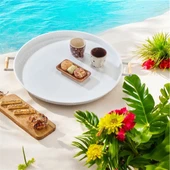 51 cm Country Tarzı Büyük Boy Beyaz Tepsi - 1