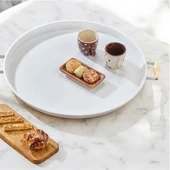 51 cm Country Tarzı Büyük Boy Beyaz Tepsi - 4