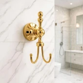 Lüks İkili Askılık Gold Altın Metal Duvar Askısı Havlu Bornoz Vestiyer İçin Dayanıklı Şık Tasarım thumbnail 2