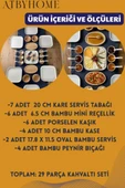 Atbyhome Lumo 6 Kişilik 29 Parça Doğal Bambu - Seramik Kahvaltı Takımı – Kahvaltı Seti Sunum Seti thumbnail 5