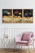 Manzara Üçlü Ahşap Çerçeveli Tablo 17 x 23 thumbnail 2