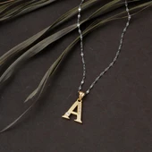 Lettera A Harfi 14 Ayar Altın Kolye Ucu thumbnail 4