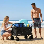 WORKPRO WP285016 100Kg 4 Tekerli Katlanabilir Ağır Hizmet Taşıma Arabası / Plaj Arabası thumbnail 10