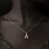Lettera A Harfi 14 Ayar Altın Kolye Ucu thumbnail 2